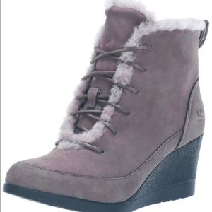 UGG Bridget wedge ankle boots booties sheepskin lined 8.5